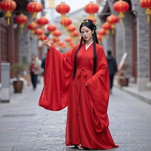 Woman in Red Blow Costume
