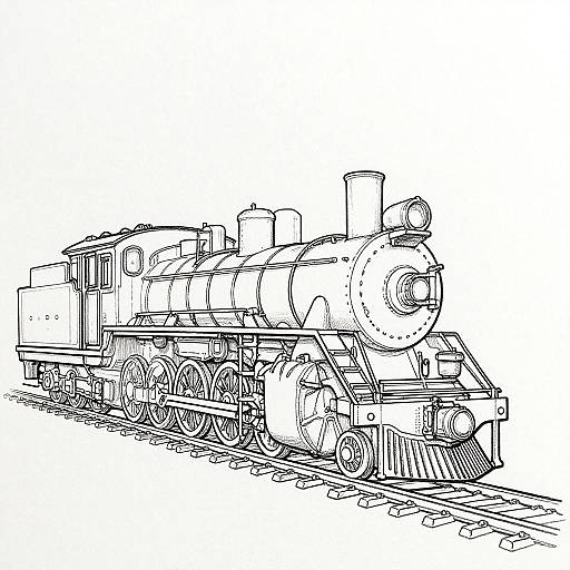 Minimalist Steam Train Line Art