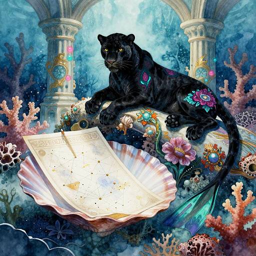 Art Nouveau Merfolk Cartographer Scene