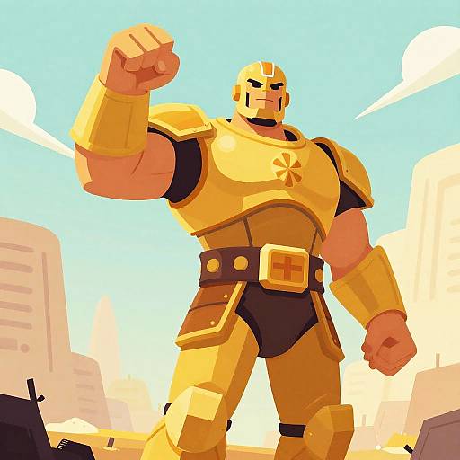 Giant Armored Amber Warrior Vector Art