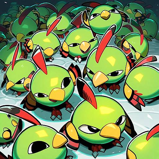 Illustration of Natu, pokemon in the style of Sido (slipknot)