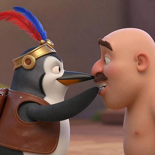 CGI Penguin and Man Interaction