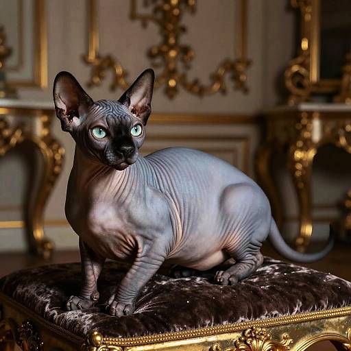 Regal Buff Sphynx Cat in Palace