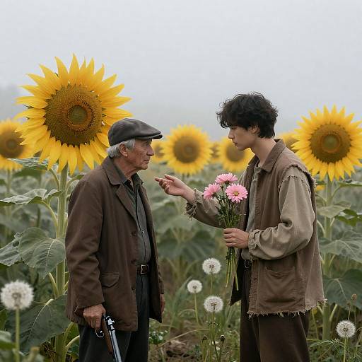 Mysterious Encounter in a Foggy Field
