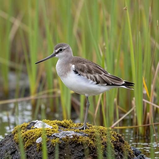 Brown and White Bird on Mossy Rock