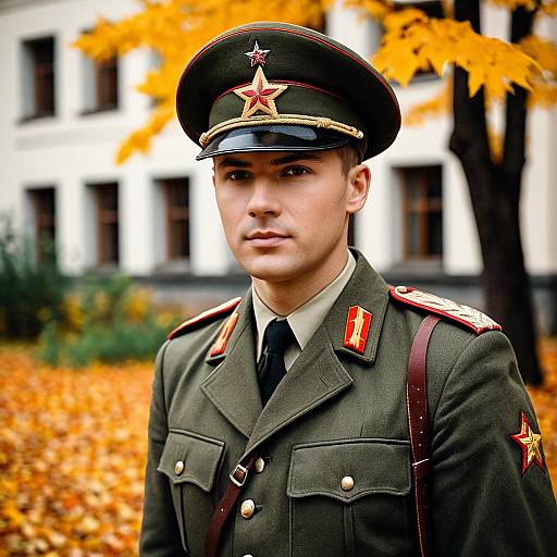 Young Man in Soviet WWII Military Uniform