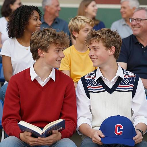 Cheerful Stadium Crowd with Teens