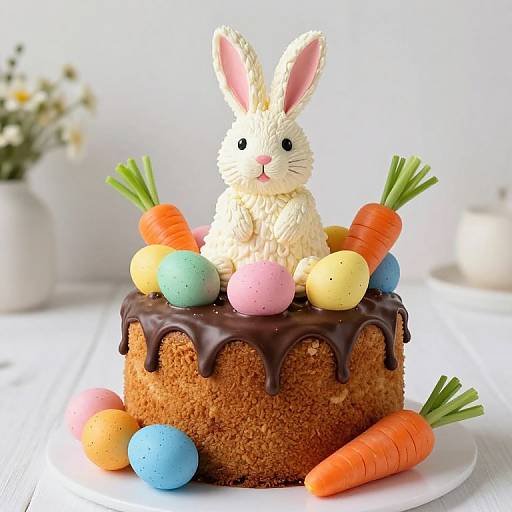 Whimsical 3D Easter Bunny Cake