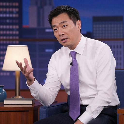 Focused Man at Window Overlooking City