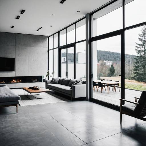 Scandinavian Minimalist Living Room with Floor-to-Ceiling Windows