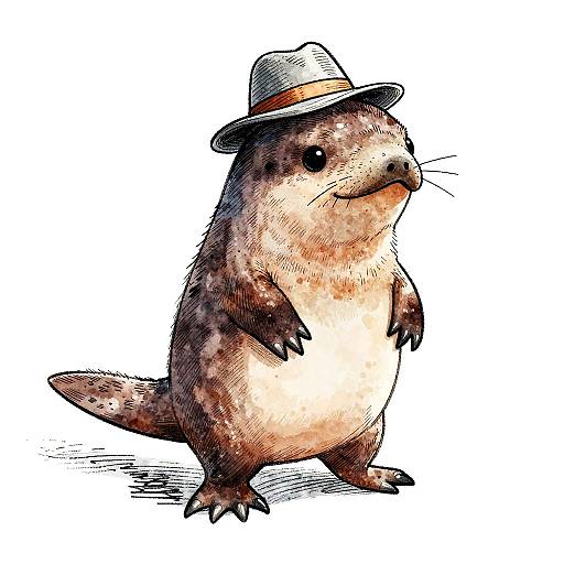Whimsical Platypus Cartoon Illustration