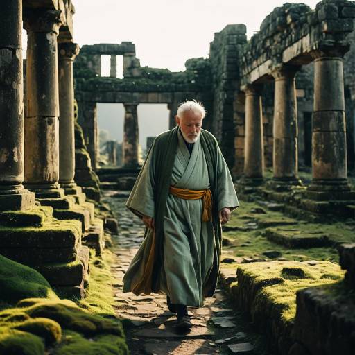 Mystical Elderly Sage in Ancient Ruins
