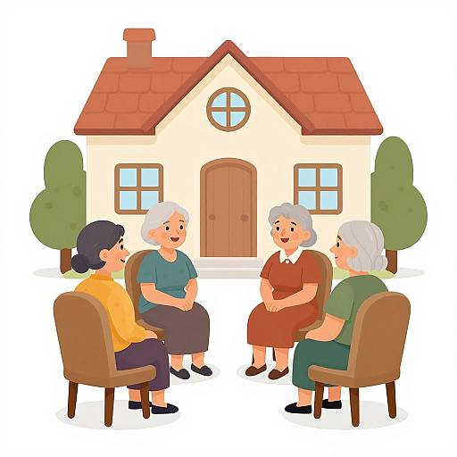 Happy Elderly Women Chatting Outdoors