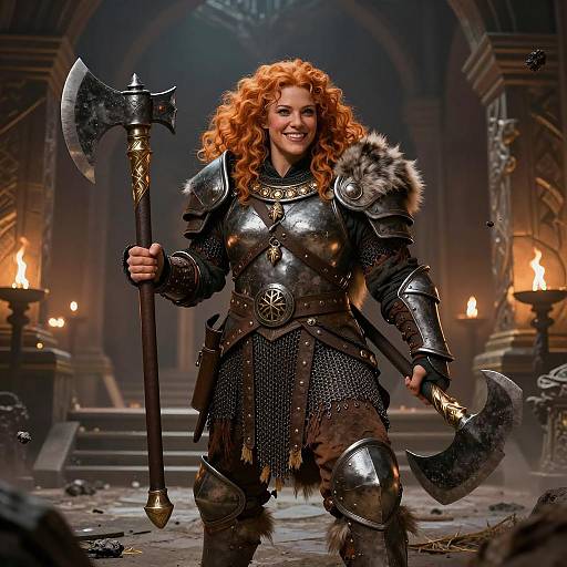Cinematic Female Dwarf Warrior Illustration