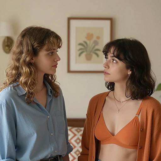 Contemplative Moment Between Two Women