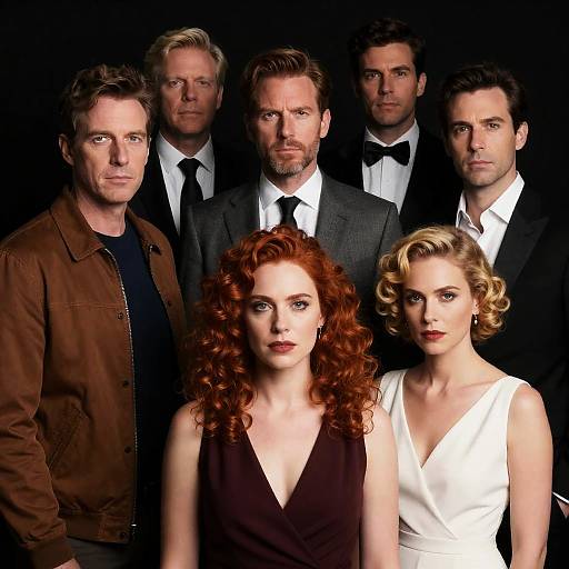 Dramatic Group Portrait with Intense Expressions