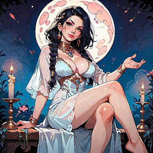 Akubaralt-Style Moonlit Ghost Girl Sitting