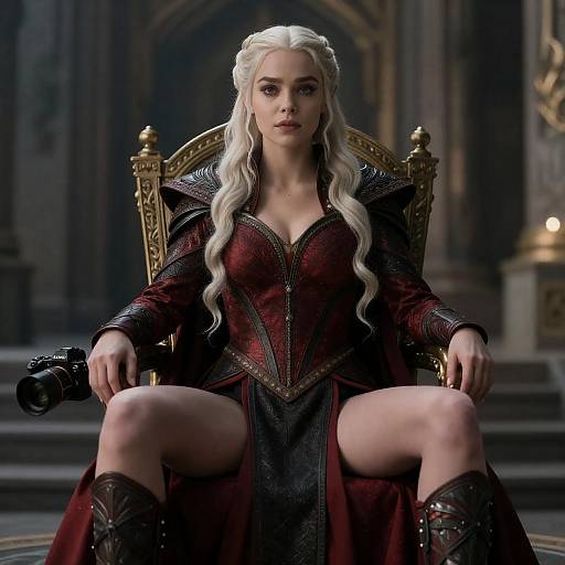 Seductive Royal Succubus in Red Armor