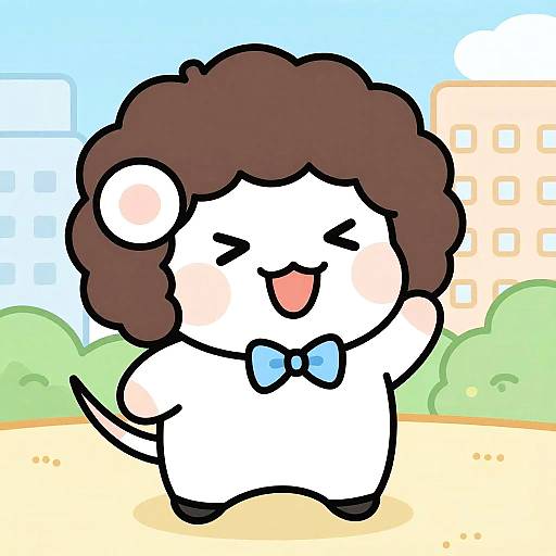 Cute Cartoon Rat Mascot with Curly Hair