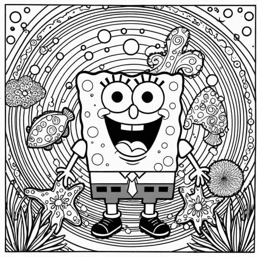 Psychedelic SpongeBob SquarePants Coloring Page