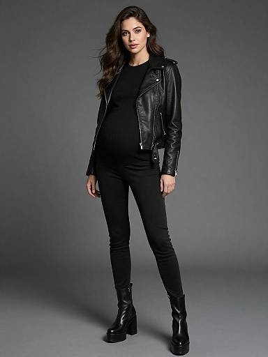 Edgy High-Fashion Maternity Studio Portrait
