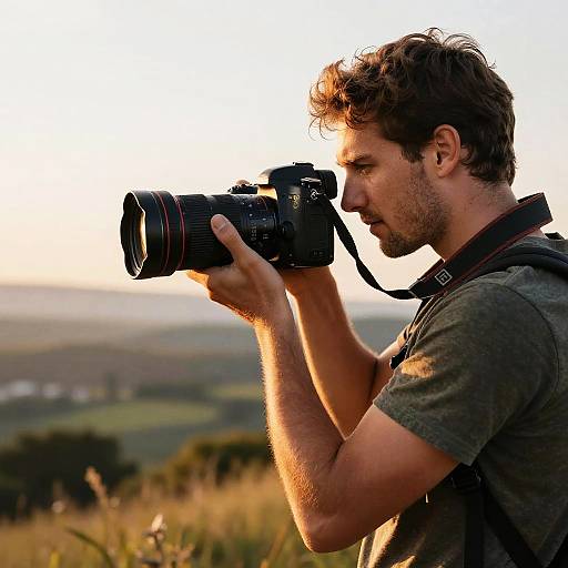 Skilled Photographer Adjusting Framing