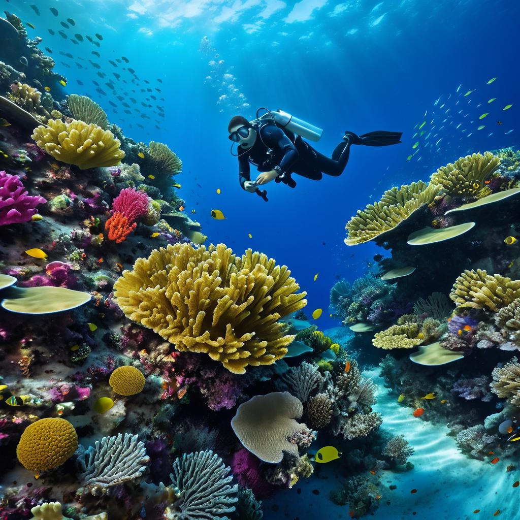 Diver Exploring a Vibrant Coral Reef