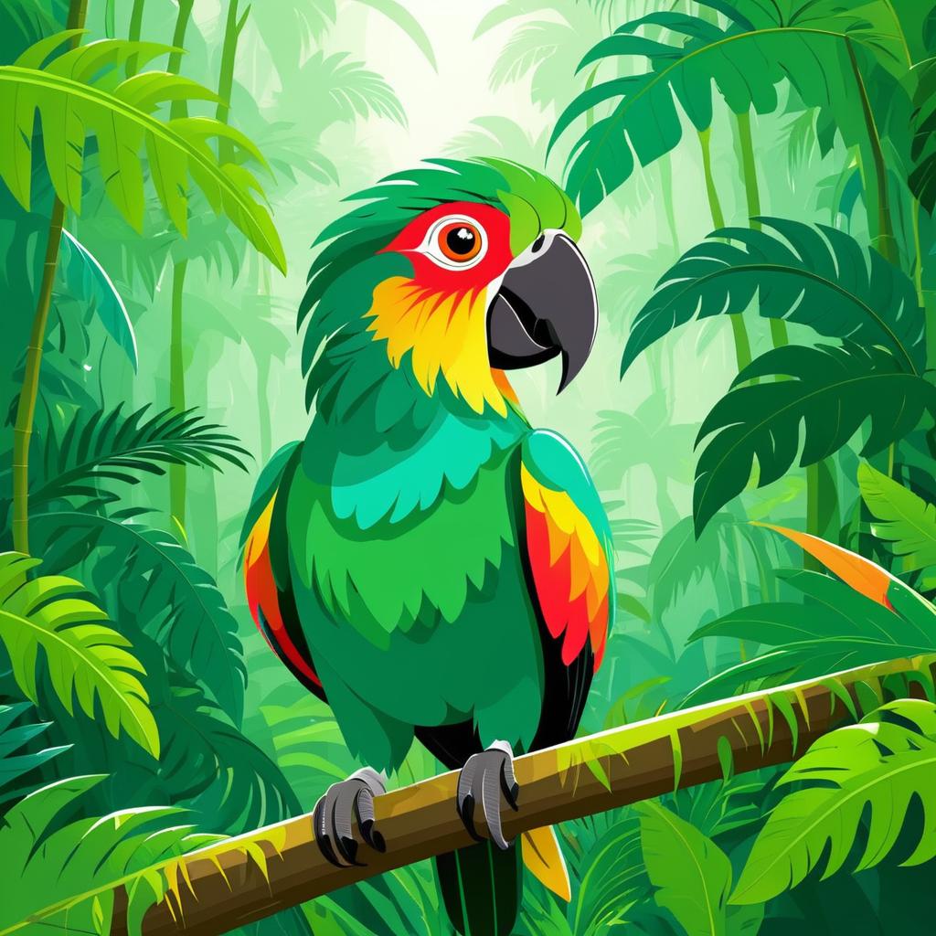 Vibrant Parrot in Tropical Rainforest