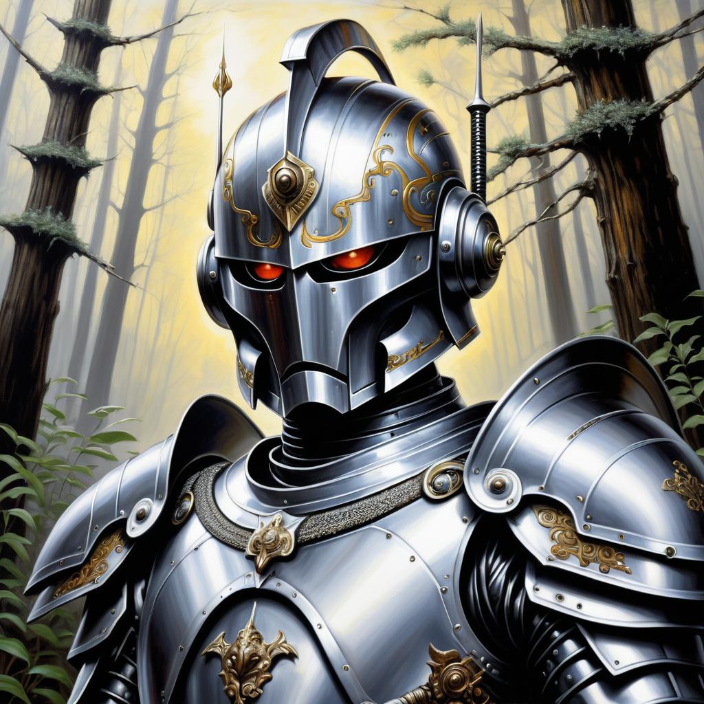 Brave Robot Guardian in Knight Armor