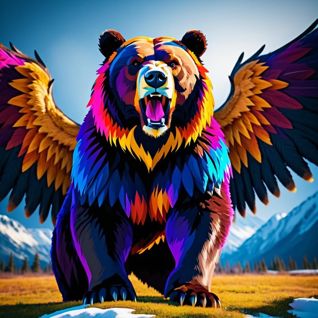 Majestic Bear with Wings in Vivid Detail