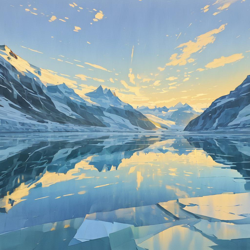 Serene Glacier Fjords at Sunset