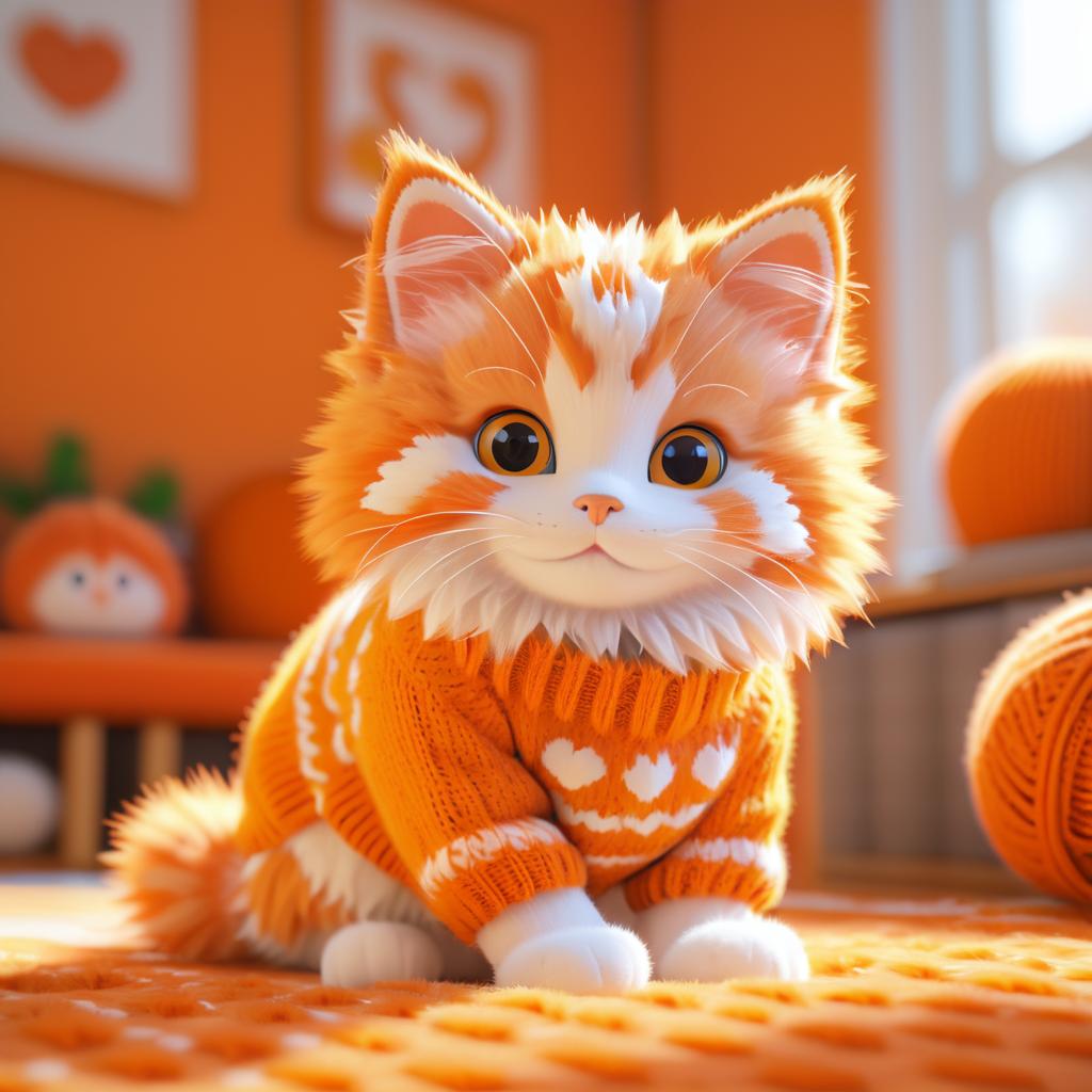 Whimsical Fluffy Orange Tabby Kitten