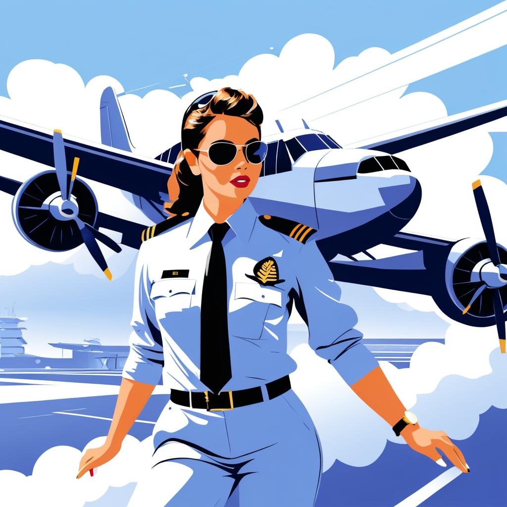 Seductive Illustration of a Commercial Pilot