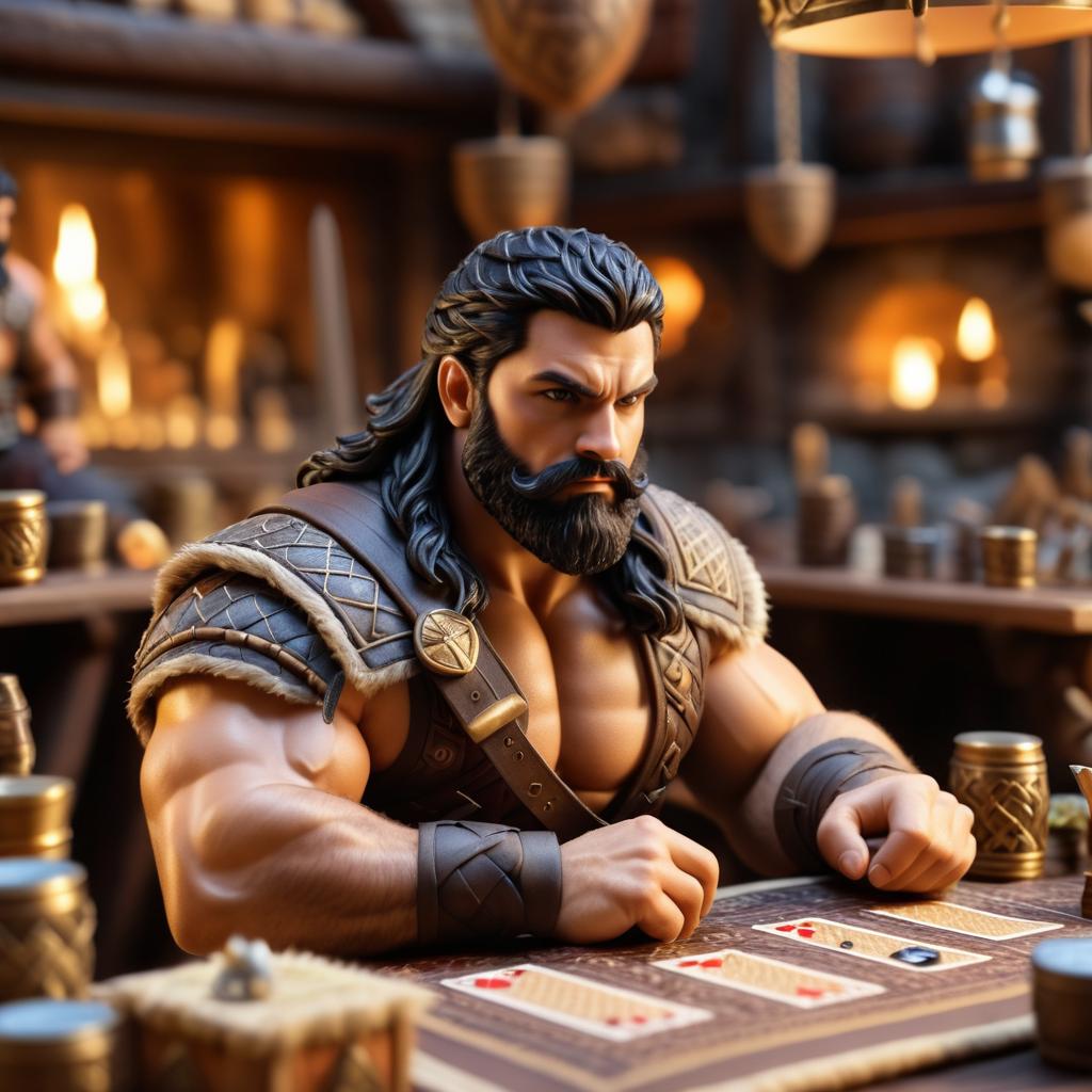 Barbarian Warrior in a Cozy Tavern