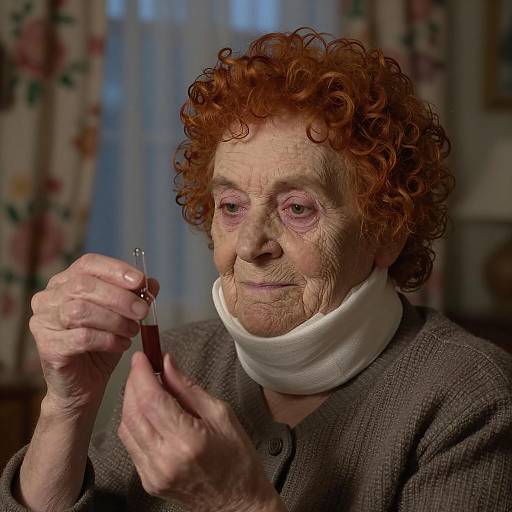 Elderly Woman with Glass Vial Portrait