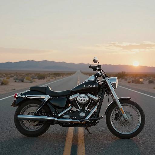 Cinematic Harley at Route 66 Sunset