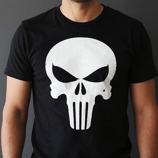 Man Wearing Punisher Skull T-shirt