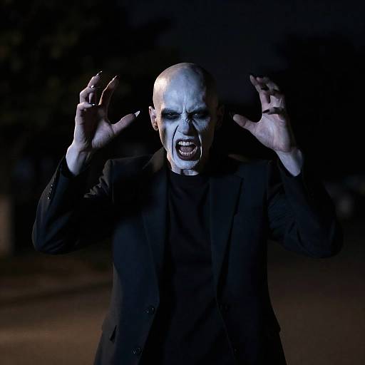 Eerie Nighttime Figure in Dark Attire