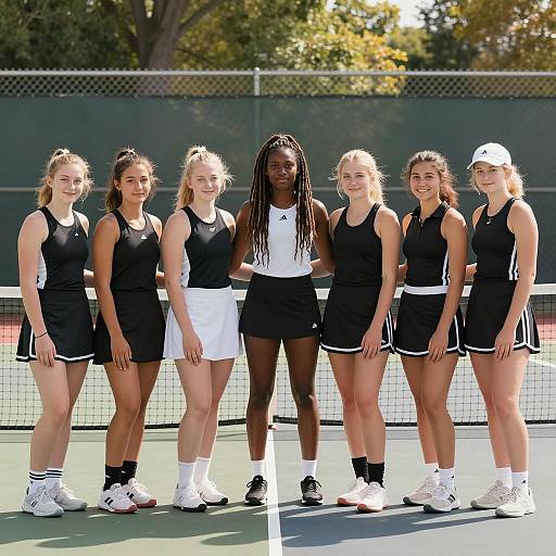 Athletic Women on a Tennis Court