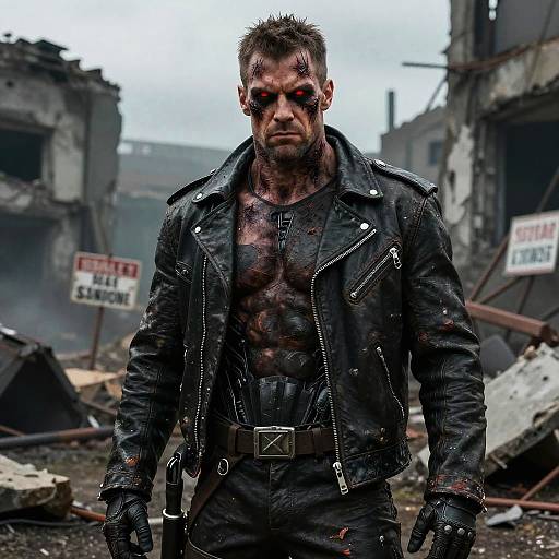 Grimdark Cyborg Warrior in Ruins