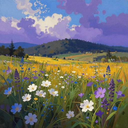 Dreamy Countryside Landscape at Dusk