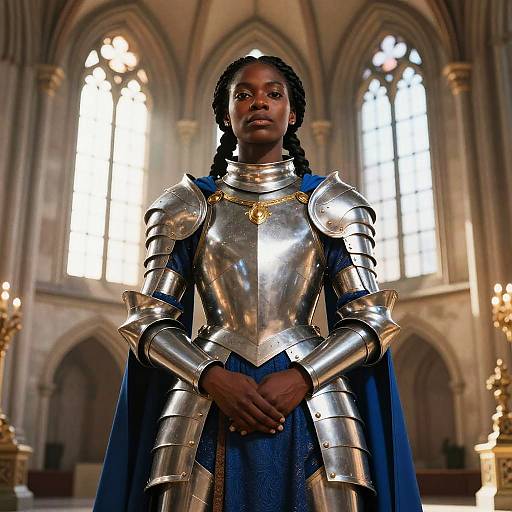 Heroic Black Woman in Gothic Cathedral