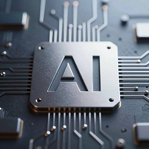 Engraved AI Symbol on Metallic Surface