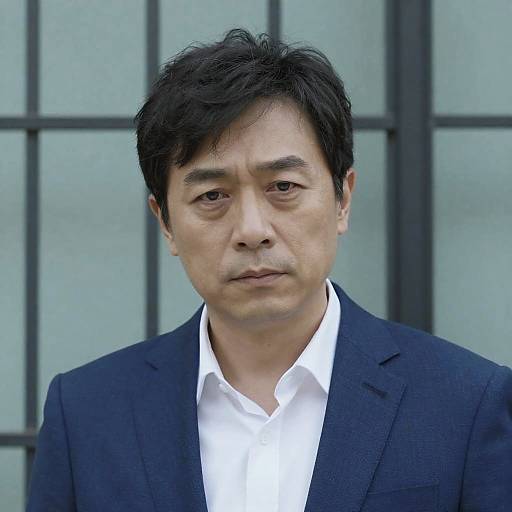 Serious Middle-aged Man in Blue Suit