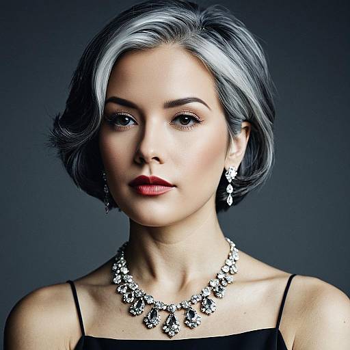 Elegant Girl with Short Grey Hair