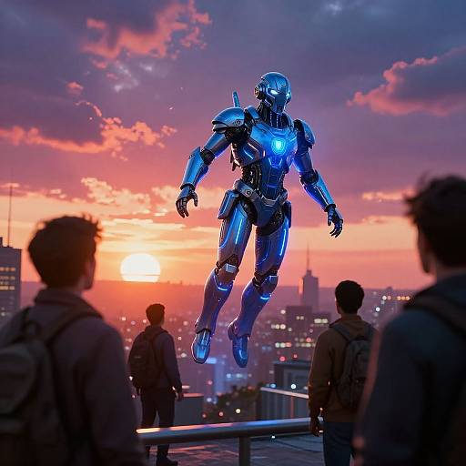 Cinematic Sci-Fi Cityscape at Sunset