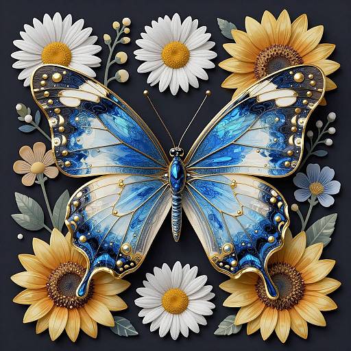 Ornate Symmetrical Butterfly Illustration