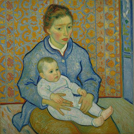 Van Gogh Style Mother and Baby