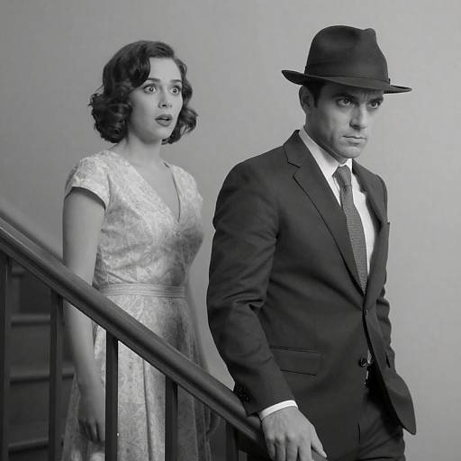 Black and White Vintage Style Couple on Staircase