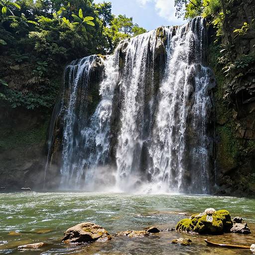 Forest Waterfalls Merging into Pond